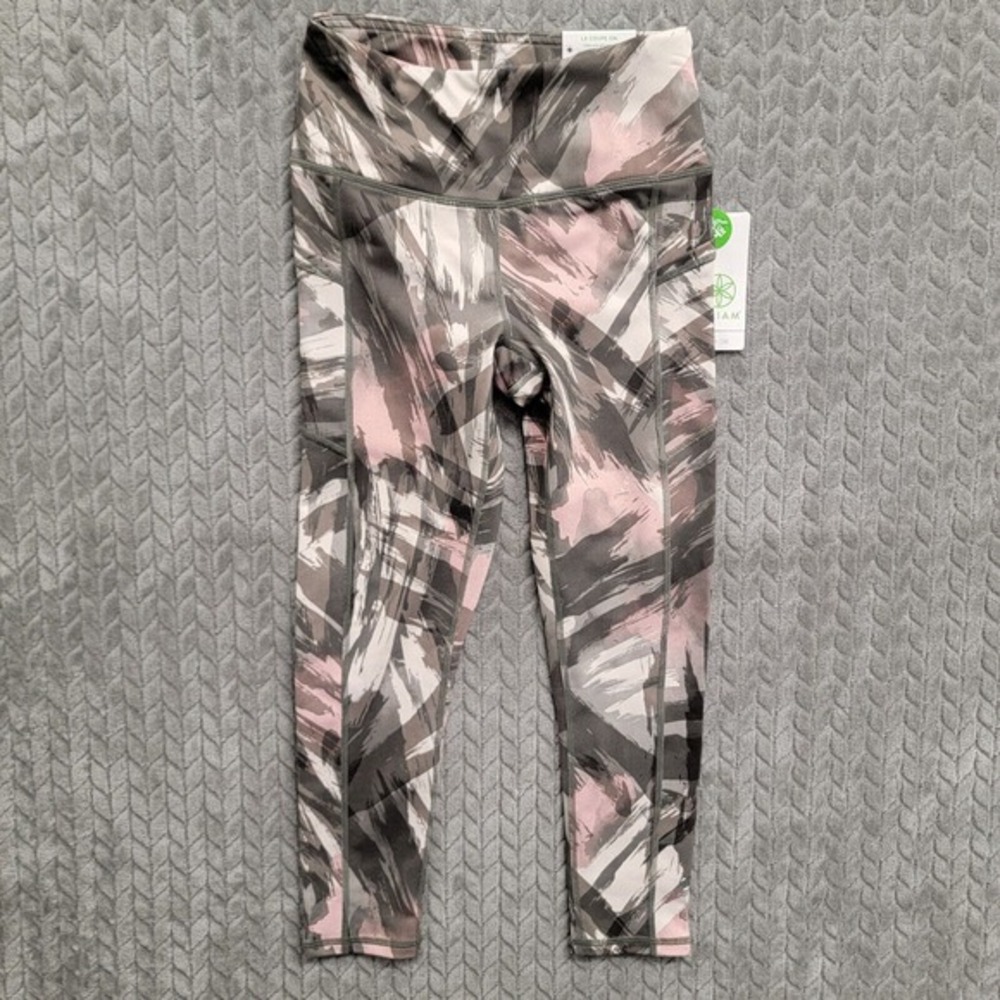 Gaiam The OM High Rise Pocket Capri Yoga Legging Hazel Print Size XS NEW Pants